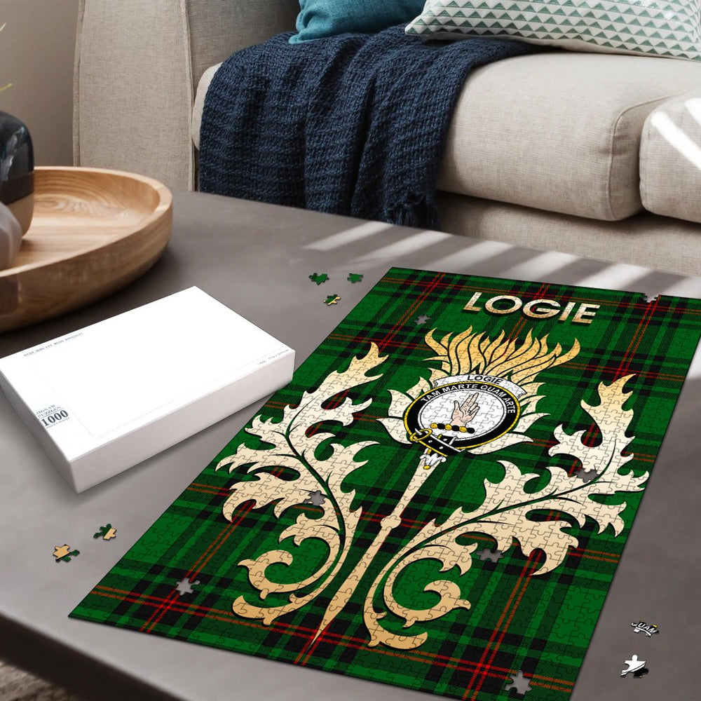 Clan Logie Tartan Crest Thistle Jigsaw Puzzles Gift For Family FX61 Clan Logie Tartan Today   