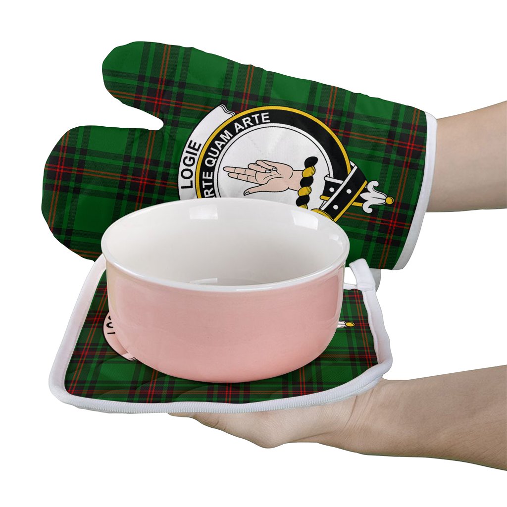 Clan Logie Tartan Crest Oven Mitt And Pot Holder (2 Oven Mitts + 1 Pot Holder) XQ97 Clan Logie Tartan Today   