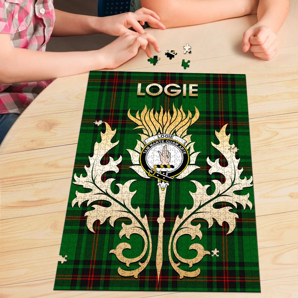 Clan Logie Tartan Crest Thistle Jigsaw Puzzles Gift For Family FX61 Clan Logie Tartan Today   