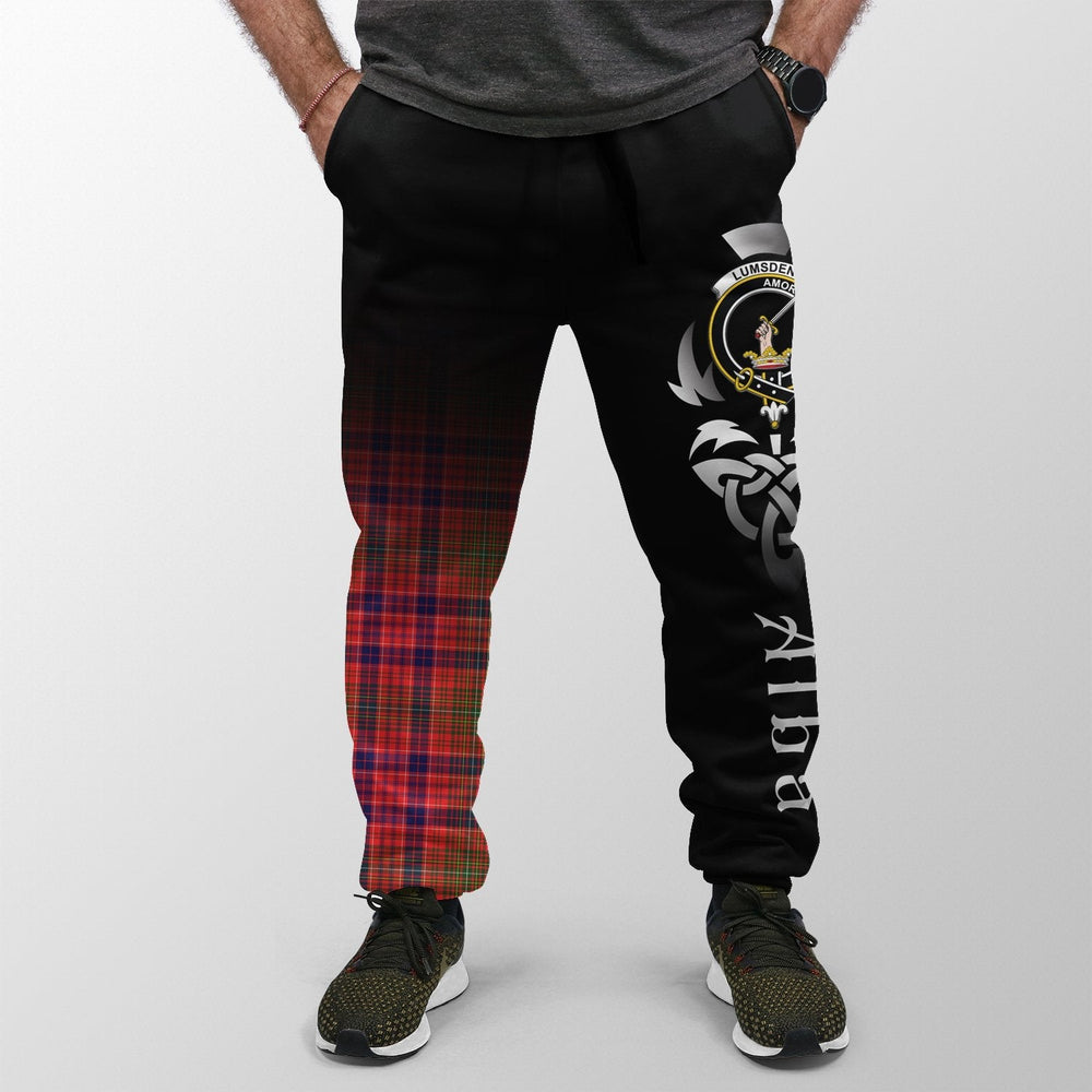 Clan Lumsden Modern Tartan Crest Jogger Sweatpants  Alba Celtic Style RK12 Clan Lumsden Tartan Today   