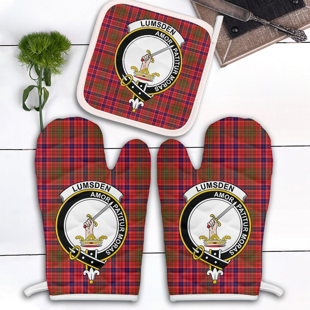 Clan Lumsden Modern Tartan Crest Oven Mitt And Pot Holder (2 Oven Mitts + 1 Pot Holder) QG56 Clan Lumsden Tartan Today   