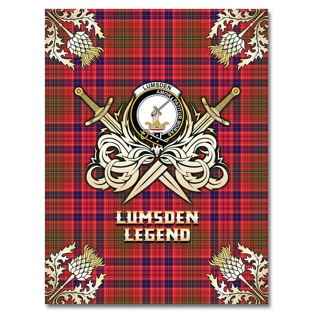Clan Lumsden Modern Tartan Gold Courage Symbol Blanket OW94 Clan Lumsden Tartan Today   