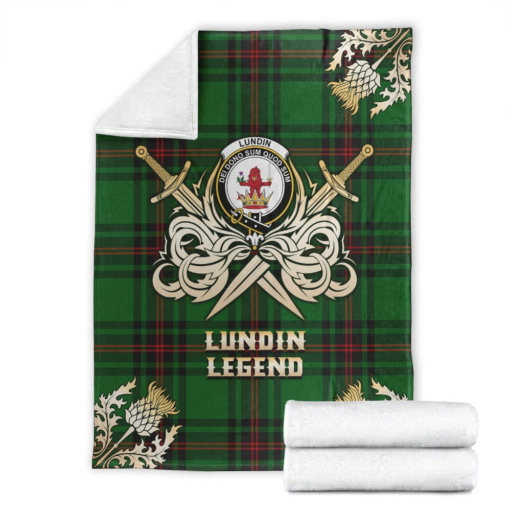 Clan Lundin Tartan Gold Courage Symbol Blanket IJ46 Clan Lundin Tartan Today   