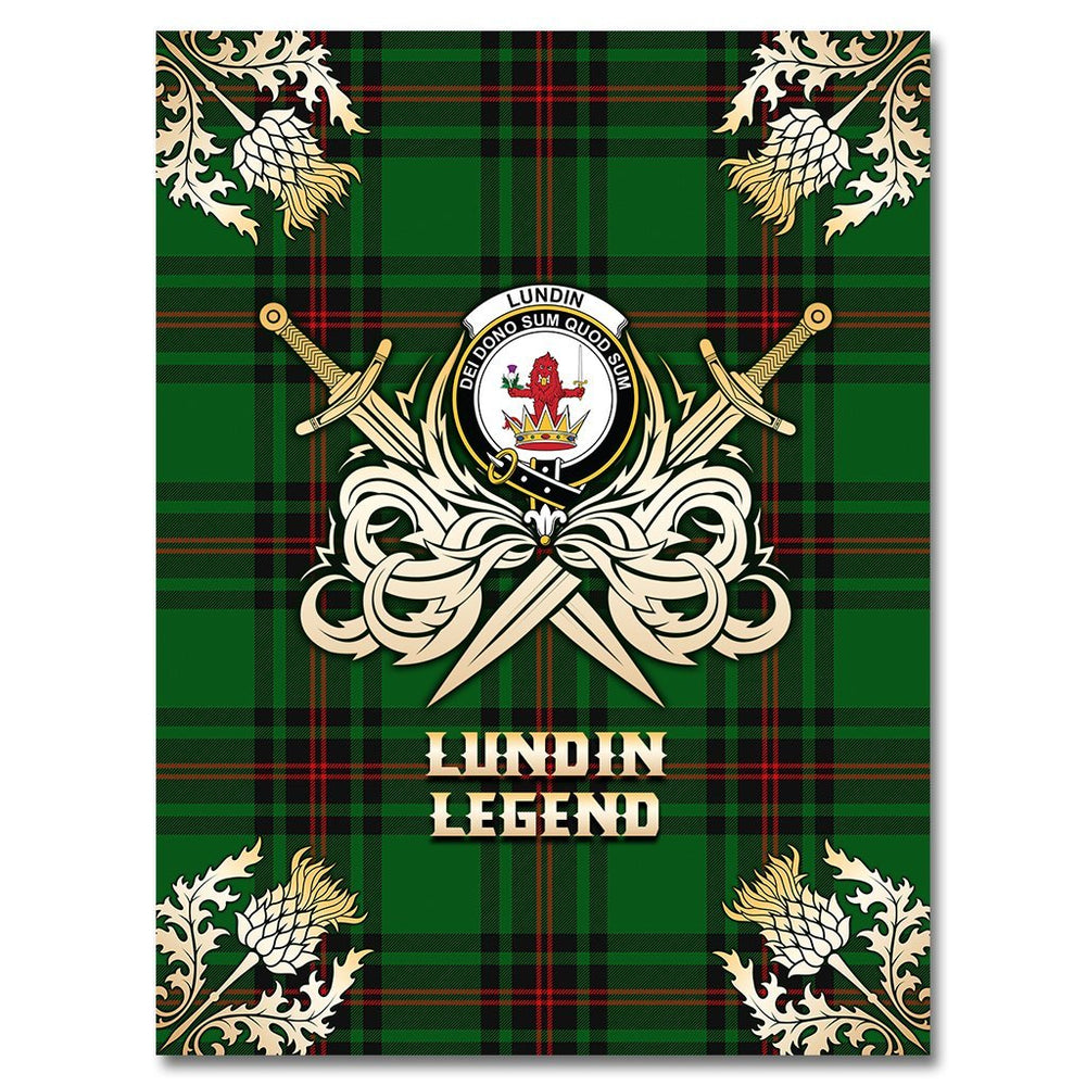 Clan Lundin Tartan Gold Courage Symbol Blanket IJ46 Clan Lundin Tartan Today   