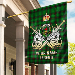 Custom Name Clan Lundin Tartan Garden Flag with Clan Crest and the Golden Sword of Courageous Legacy KB32