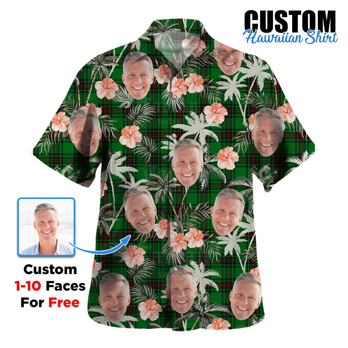 Clan Lundin Tartan Custom Face Hawaiian Shirt – Unisex Gift for Family Members, Summer Party ZU45 Lundin Tartan Tartan Hawaii Shirt