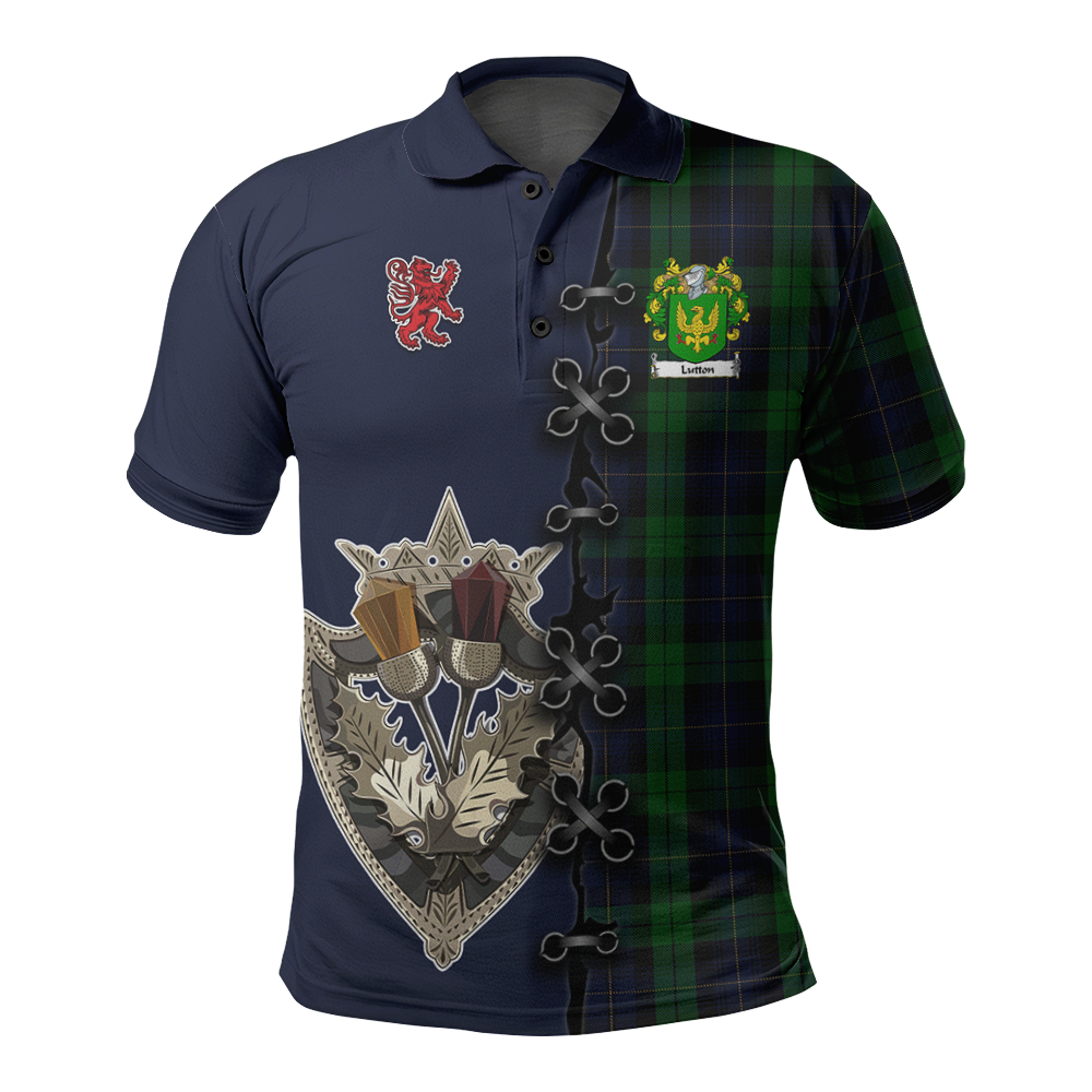 Clan Lutton Tartan Polo Shirt - Lion Rampant And Celtic Thistle Style LV96 Lutton Tartan Tartan Polo   