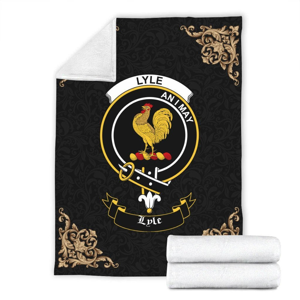 Clan Lyle Crest Tartan Premium Blanket Black AX20 Clan Lyle Tartan Today   