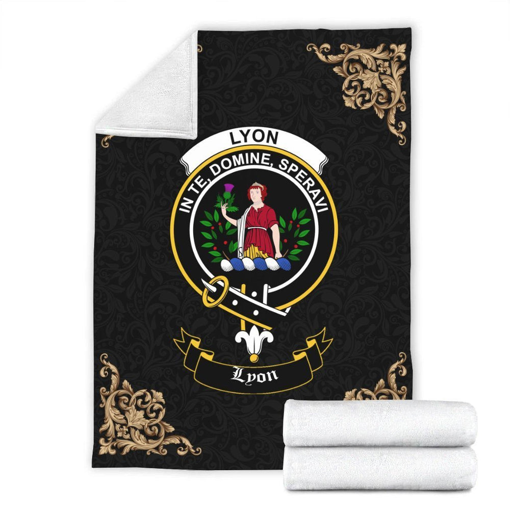 Clan Lyon Crest Tartan Premium Blanket Black YL98 Clan Hall Tartan Today   