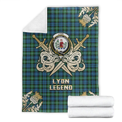 Clan Lyon Tartan Gold Courage Symbol Blanket