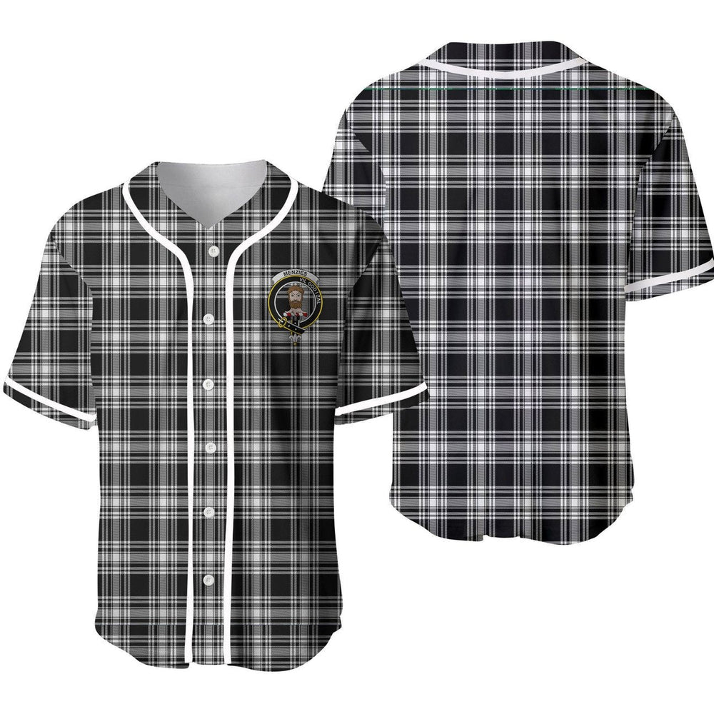 Clan Menzies Black White Modern Tartan Unisex Baseball Jersey WD31ZM49 Clan Menzies Tartan Today   