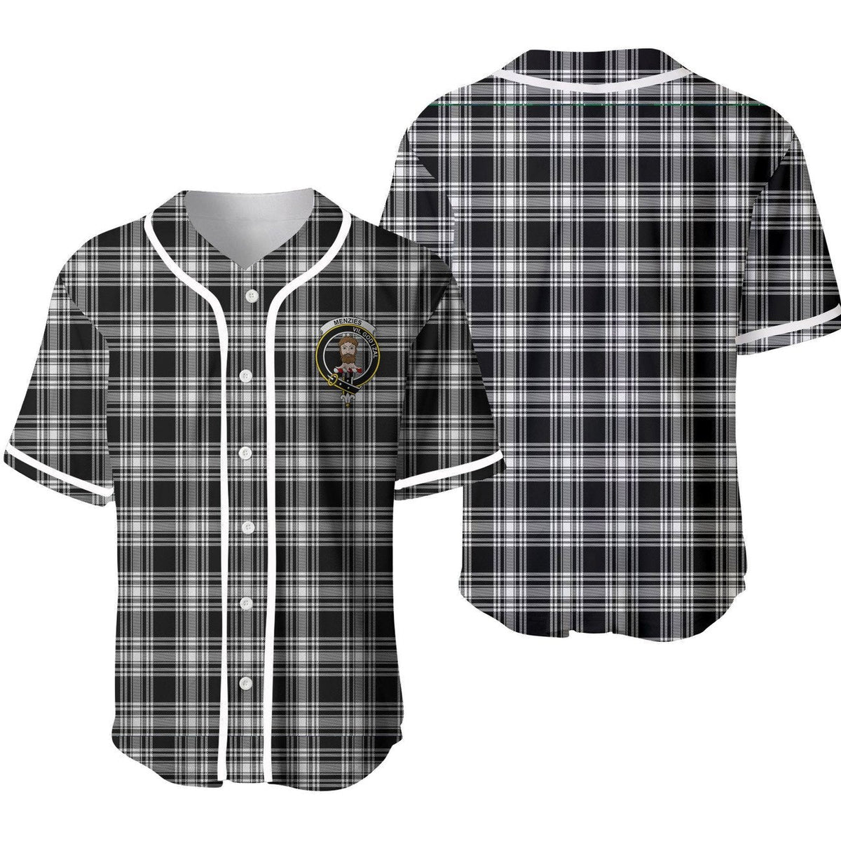 Clan Menzies Black White Modern Tartan Unisex Baseball Jersey WD31ZM49 Clan Menzies Tartan Today   