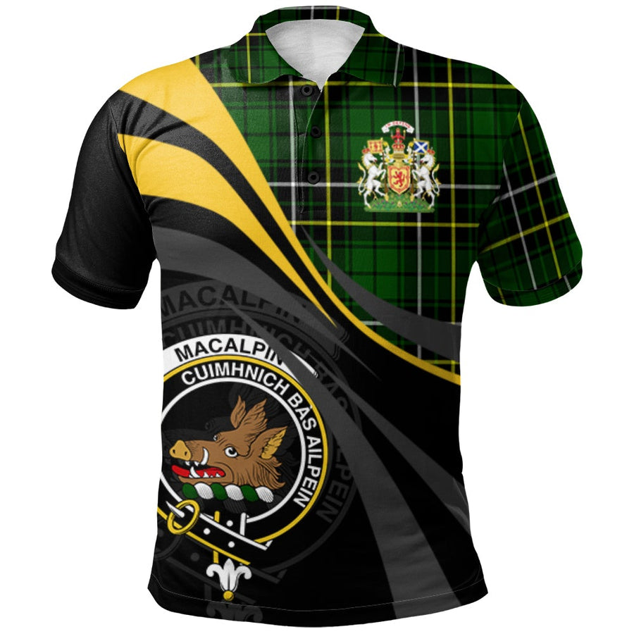 Clan MacAlpin (MacAlpine) Modern Tartan Polo Shirt - Royal Coat Of Arms Style PX51 MacAlpin (MacAlpine) Modern Tartan Tartan Polo   