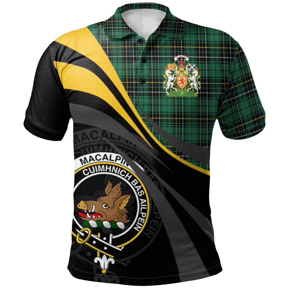 Clan MacAlpin (MacAlpine) Ancient Tartan Polo Shirt - Royal Coat Of Arms Style GG74 MacAlpin (MacAlpine) Ancient Tartan Tartan Polo   