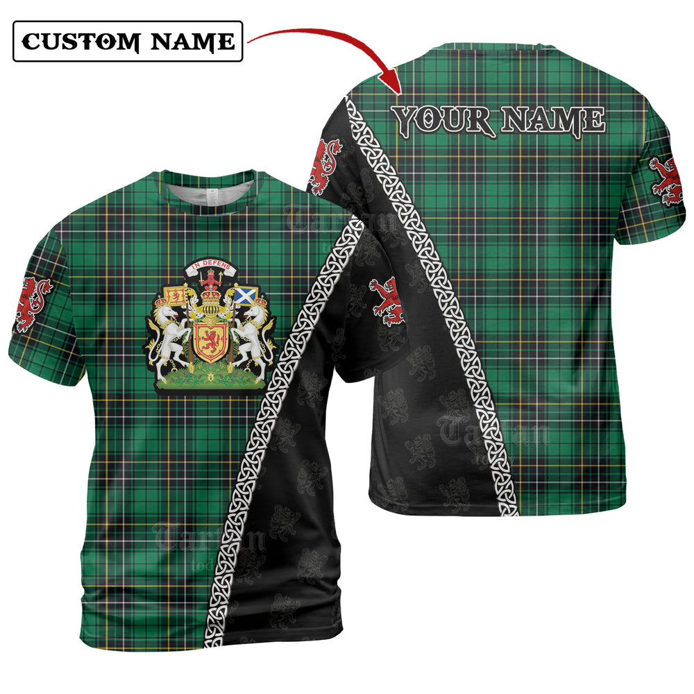 MacAlpine Ancient Tartan Shirt with Scotland Coat of Arms & Custom Name WU86