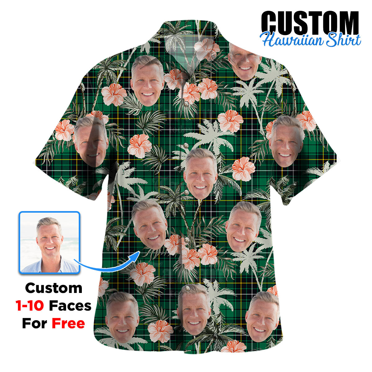 Clan MacAlpine Ancient Tartan Custom Face Hawaiian Shirt – Unisex Gift for Family Members, Summer Party ZD27 MacAlpine Ancient Tartan Tartan Hawaii Shirt