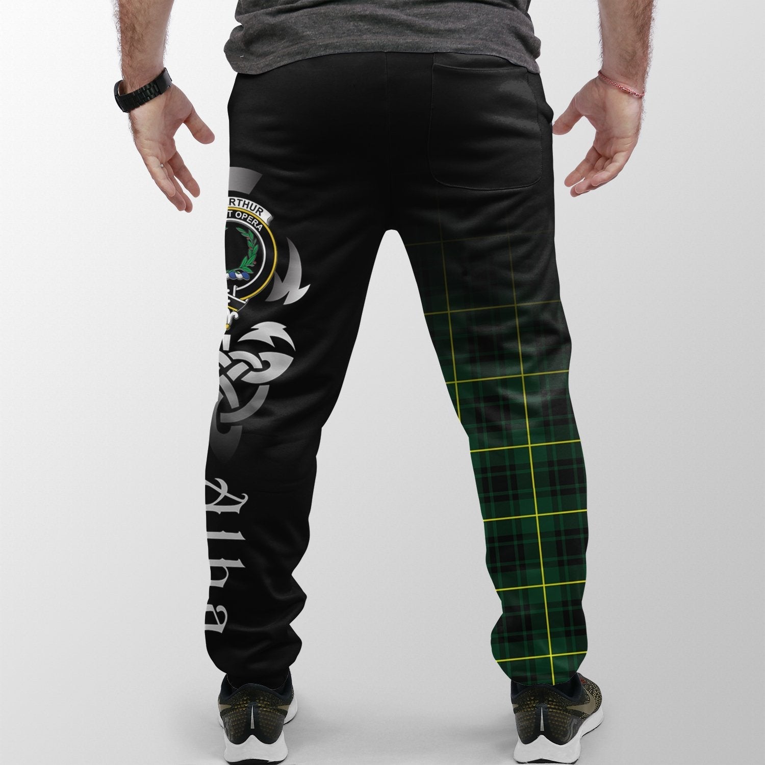 Clan MacArthur Modern Tartan Crest Jogger Sweatpants  Alba Celtic Style SR90 Clan MacArthur Tartan Today   