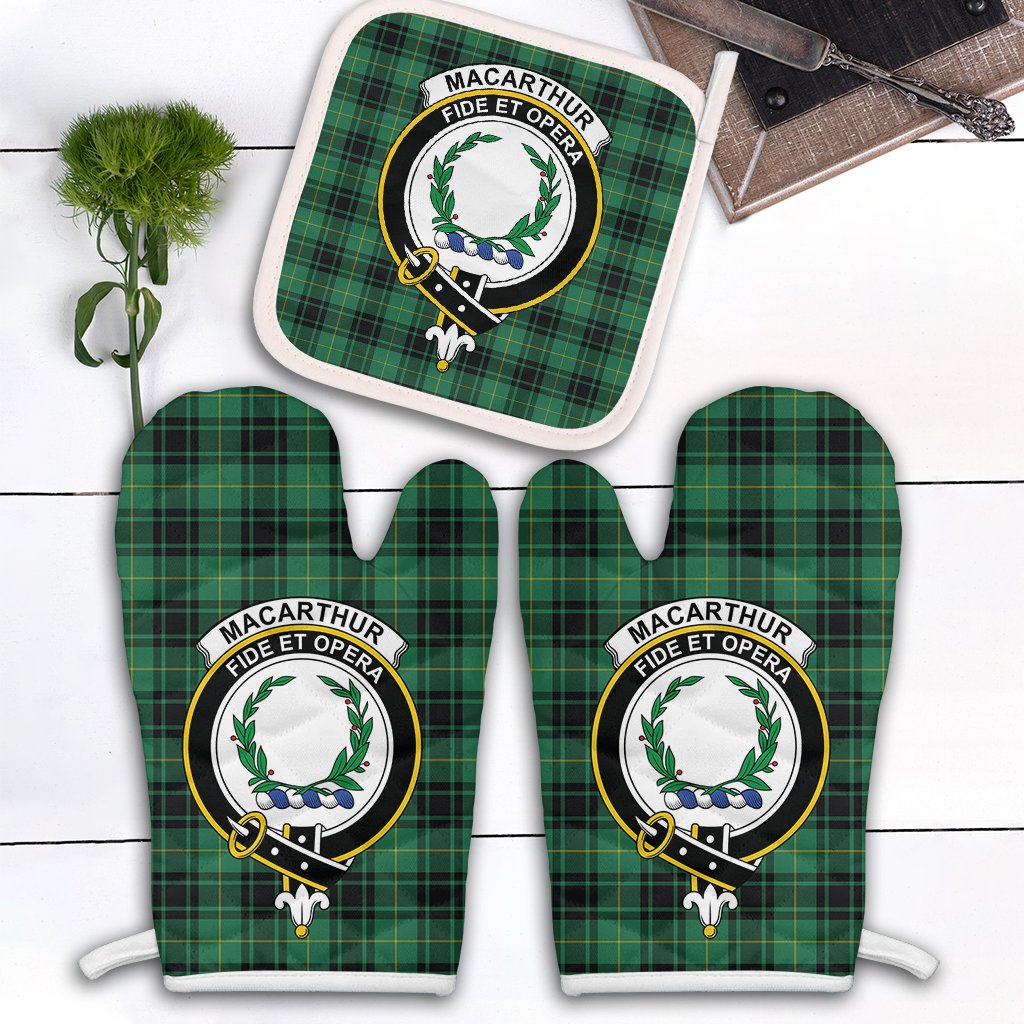 Clan MacArthur Ancient Tartan Crest Oven Mitt And Pot Holder (2 Oven Mitts + 1 Pot Holder) IH26 Clan MacArthur Tartan Today   