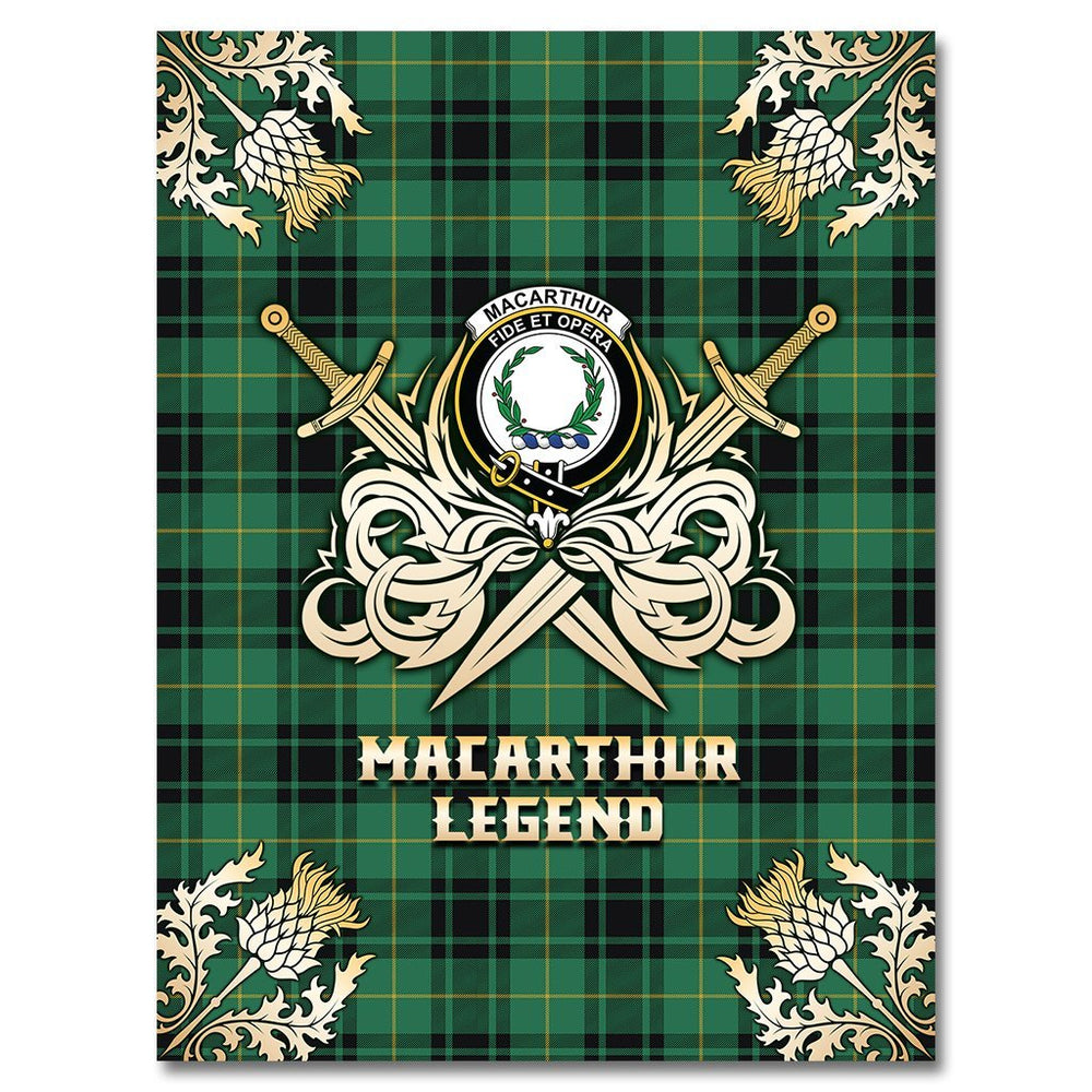 Clan MacArthur Ancient Tartan Gold Courage Symbol Blanket TD11 Clan MacArthur Tartan Today   