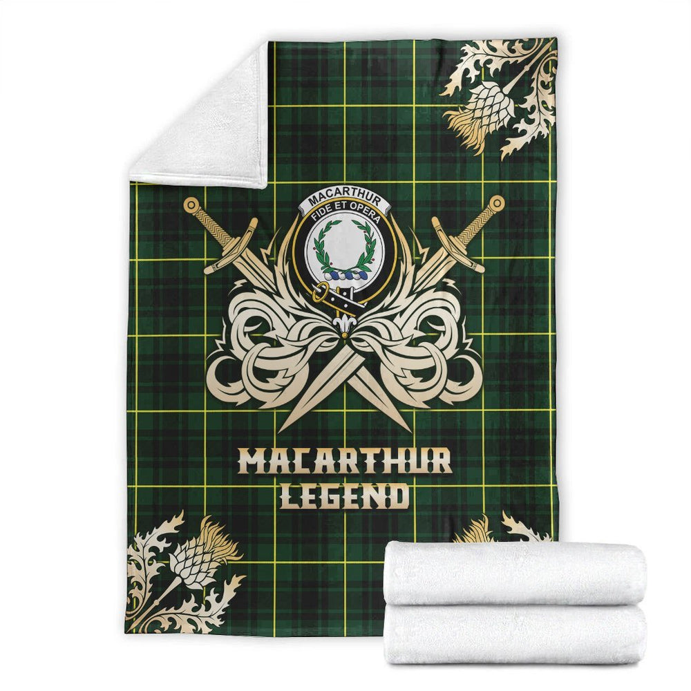 Clan MacArthur Modern Tartan Gold Courage Symbol Blanket MI44 Clan MacArthur Tartan Today   