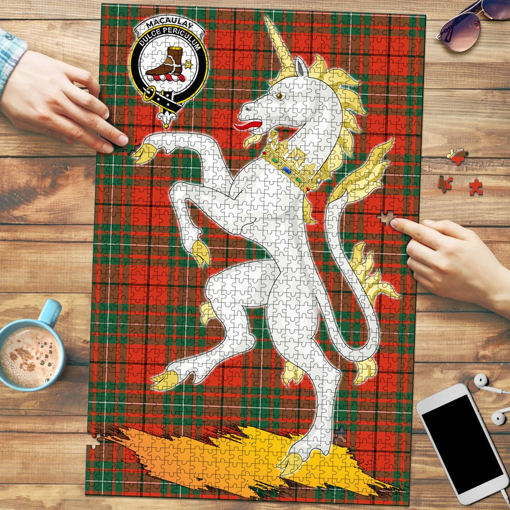 Clan MacAulay Ancient Tartan Crest Unicorn Scotland Jigsaw Puzzles Gift For Family GI68 Clan MacAulay Tartan Today   
