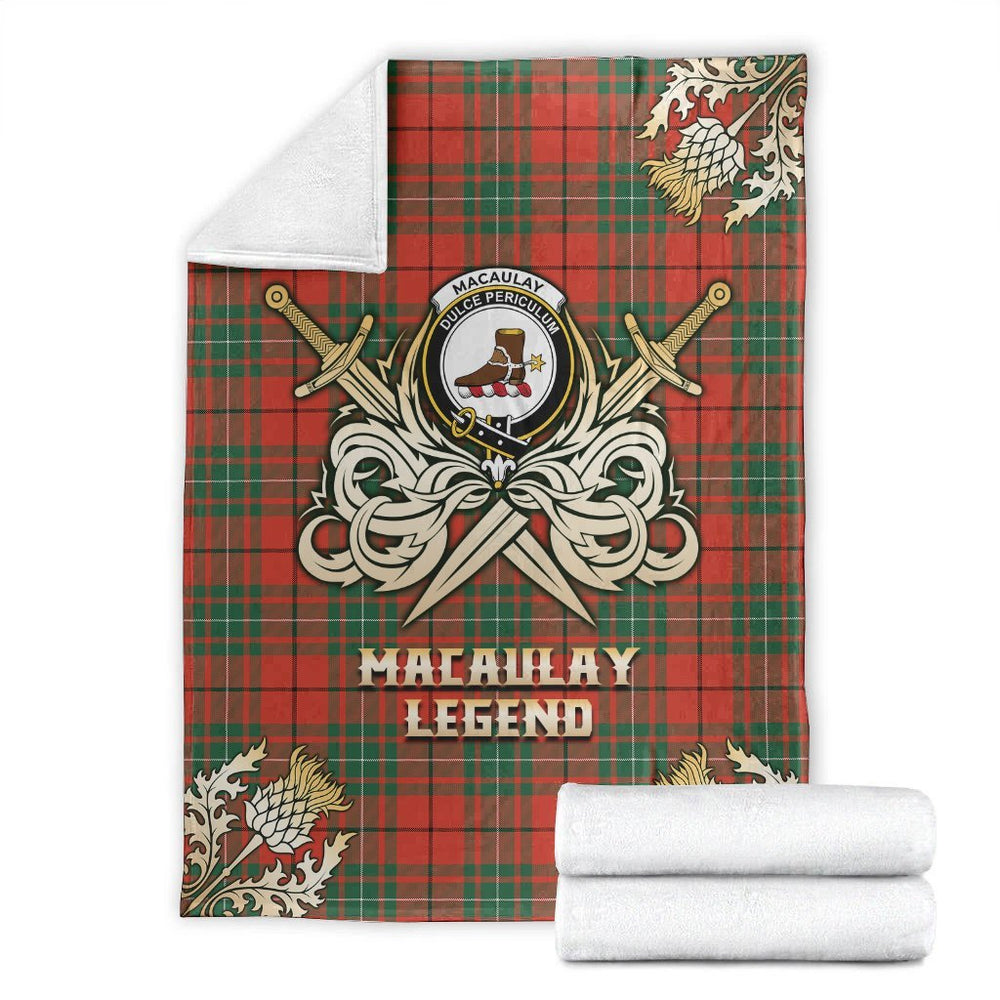 Clan MacAulay Ancient Tartan Gold Courage Symbol Blanket MN88 Clan MacAulay Tartan Today   