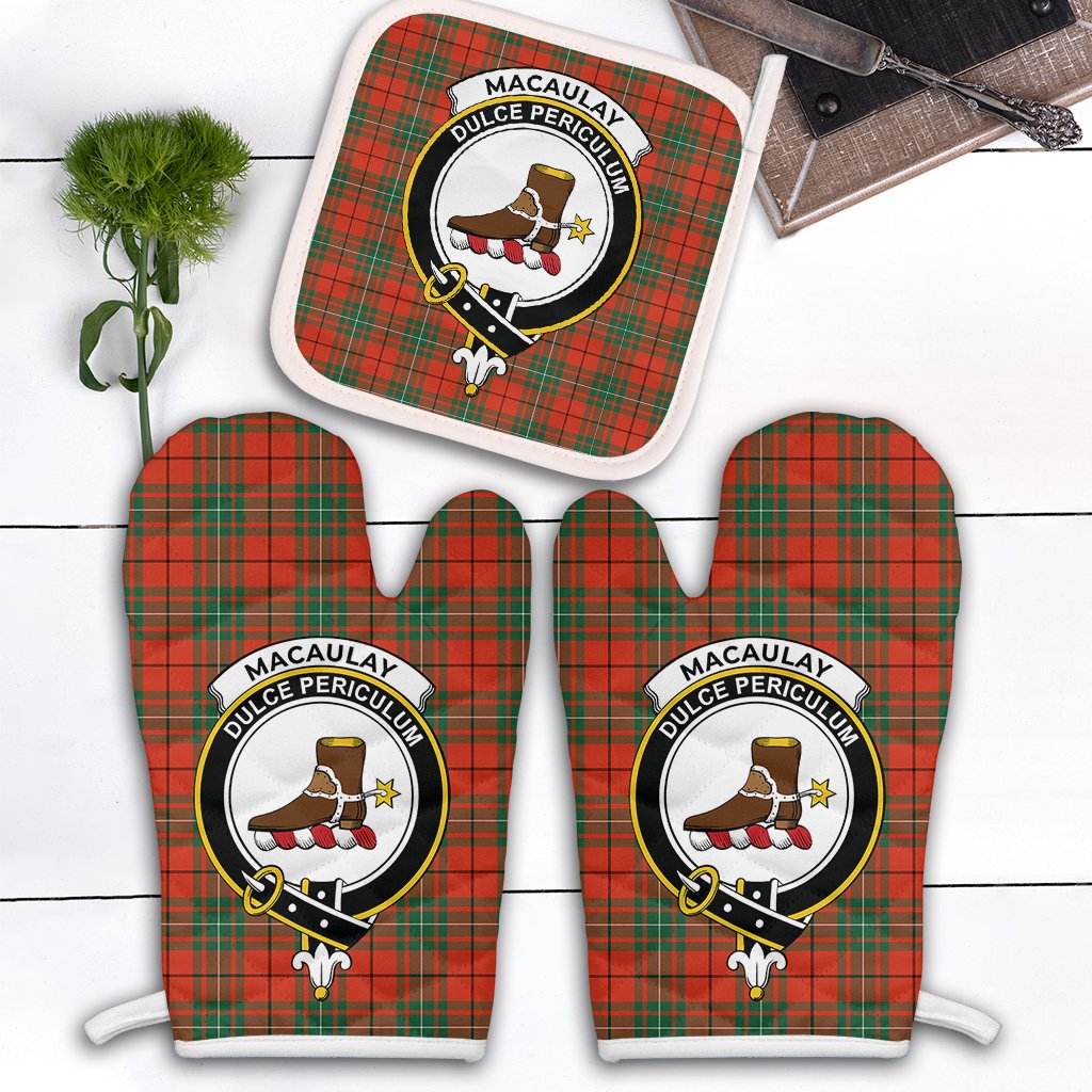 Clan MacAulay Ancient Tartan Crest Oven Mitt And Pot Holder (2 Oven Mitts + 1 Pot Holder) QO20 Clan MacAulay Tartan Today   