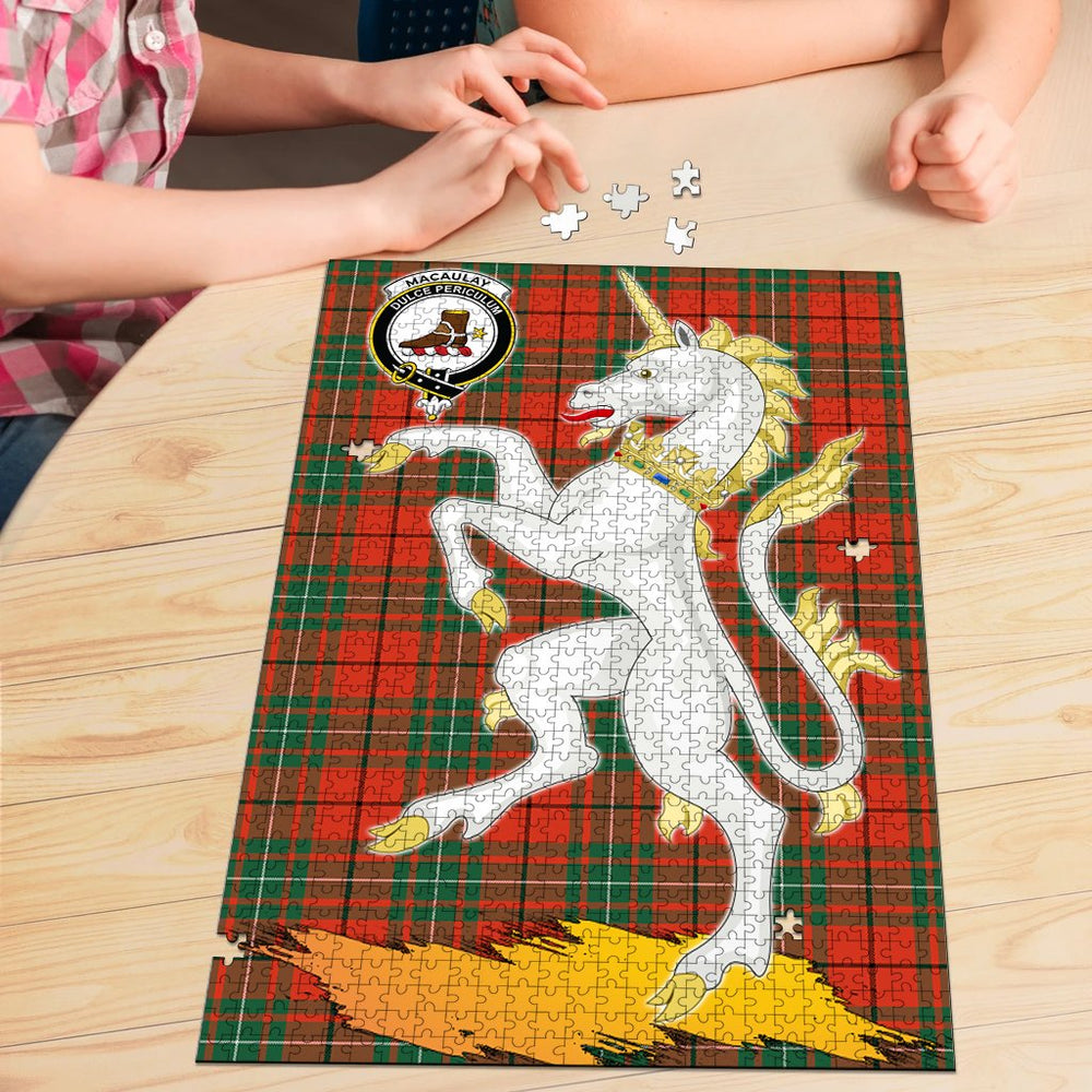 Clan MacAulay Ancient Tartan Crest Unicorn Scotland Jigsaw Puzzles Gift For Family GI68 Clan MacAulay Tartan Today   