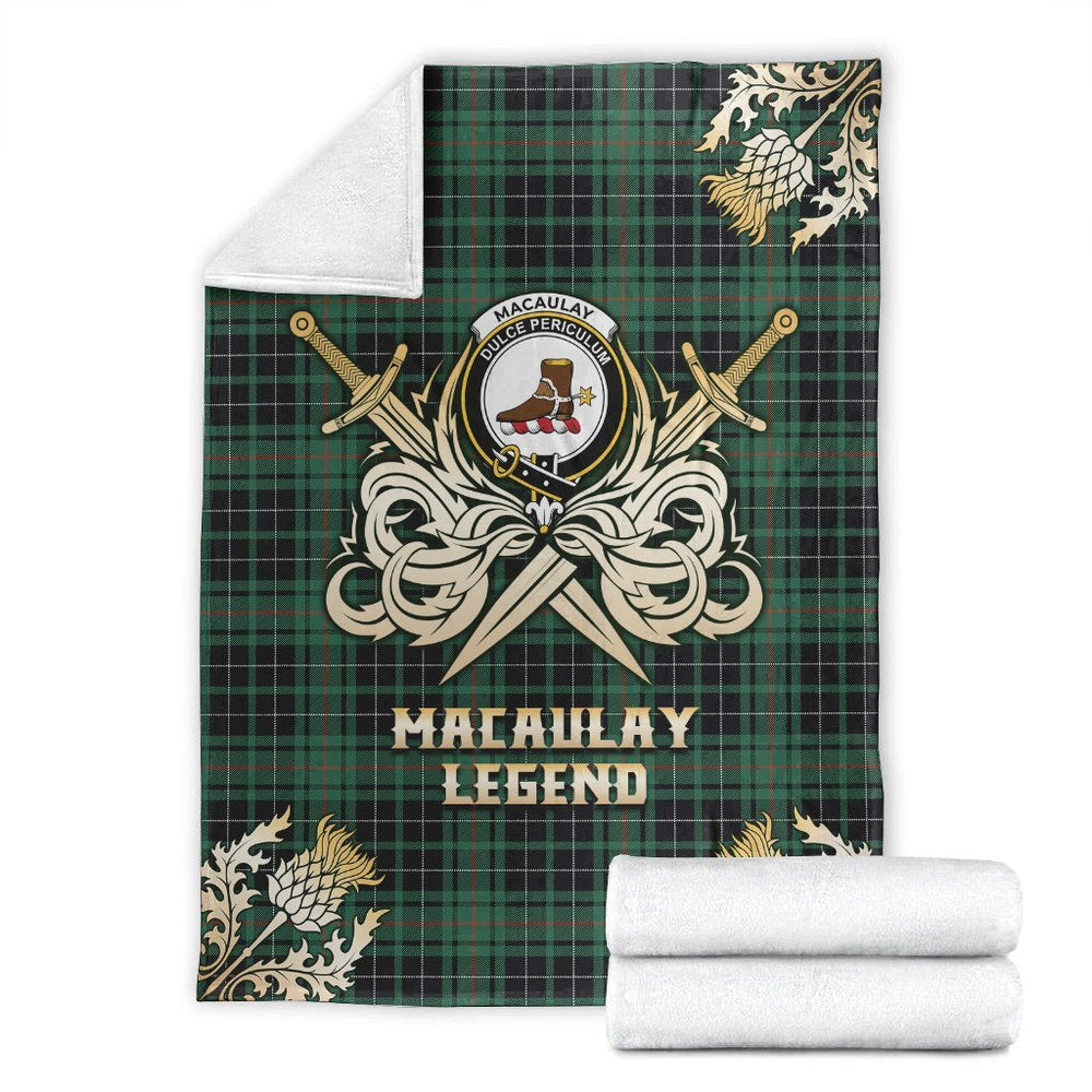 Clan MacAulay Hunting Ancient Tartan Gold Courage Symbol Blanket VM45 Clan MacAulay Tartan Today   