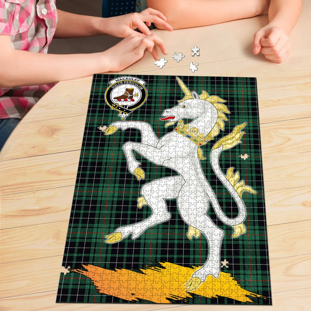 Clan MacAulay Hunting Ancient Tartan Crest Unicorn Scotland Jigsaw Puzzles Gift For Family UT79 Clan MacAulay Tartan Today   