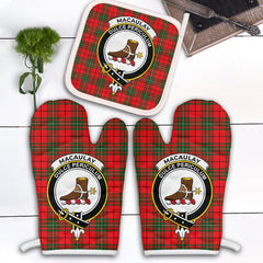Clan MacAulay Modern Tartan Crest Oven Mitt And Pot Holder (2 Oven Mitts + 1 Pot Holder) AY57 Clan MacAulay Tartan Today   