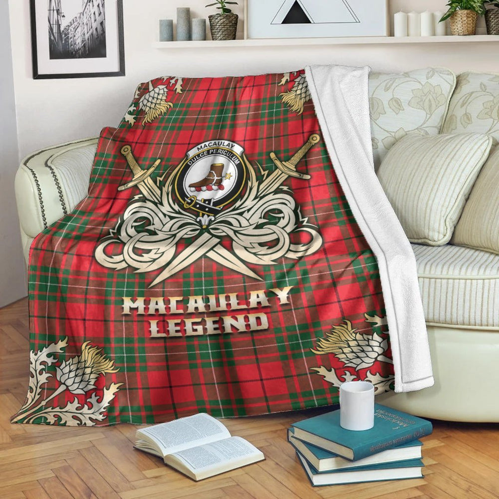 Clan MacAulay Modern Tartan Gold Courage Symbol Blanket OU45 Clan MacAulay Tartan Today   