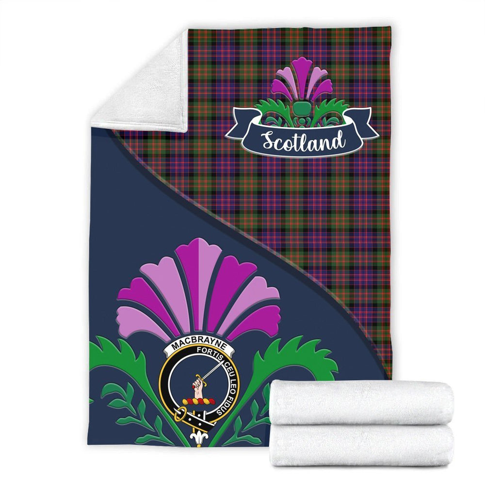 Clan MacBrayne Tartan Crest Premium Blanket Thistle Style SW69 Clan Hall Tartan Today   