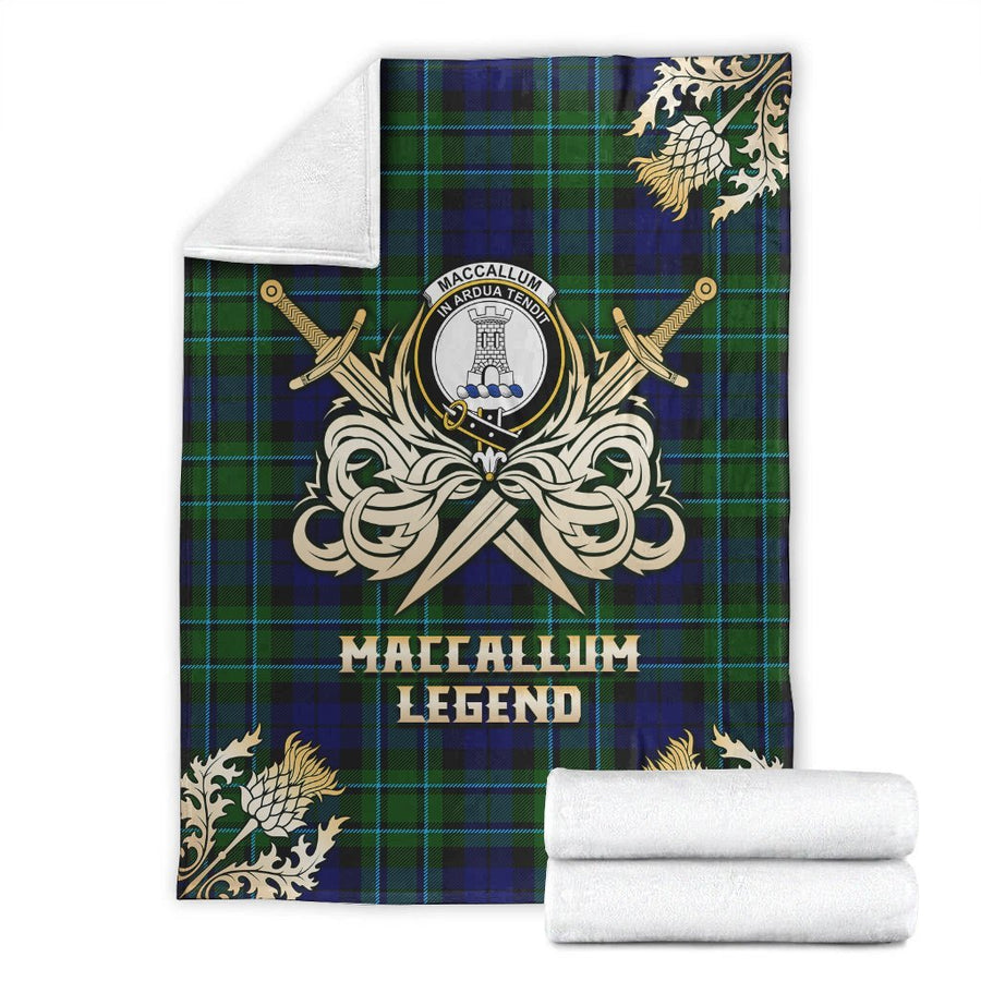 Clan MacCallum Modern Tartan Gold Courage Symbol Blanket