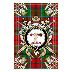 Clan MacCulloch Tartan Crest Black Garden Flag  - Gold Thistle  AE10 Clan Garden Tartan Today   