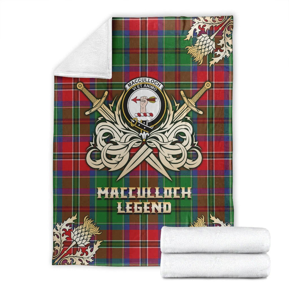 Clan MacCulloch Tartan Gold Courage Symbol Blanket LA76 Clan Hall Tartan Today   