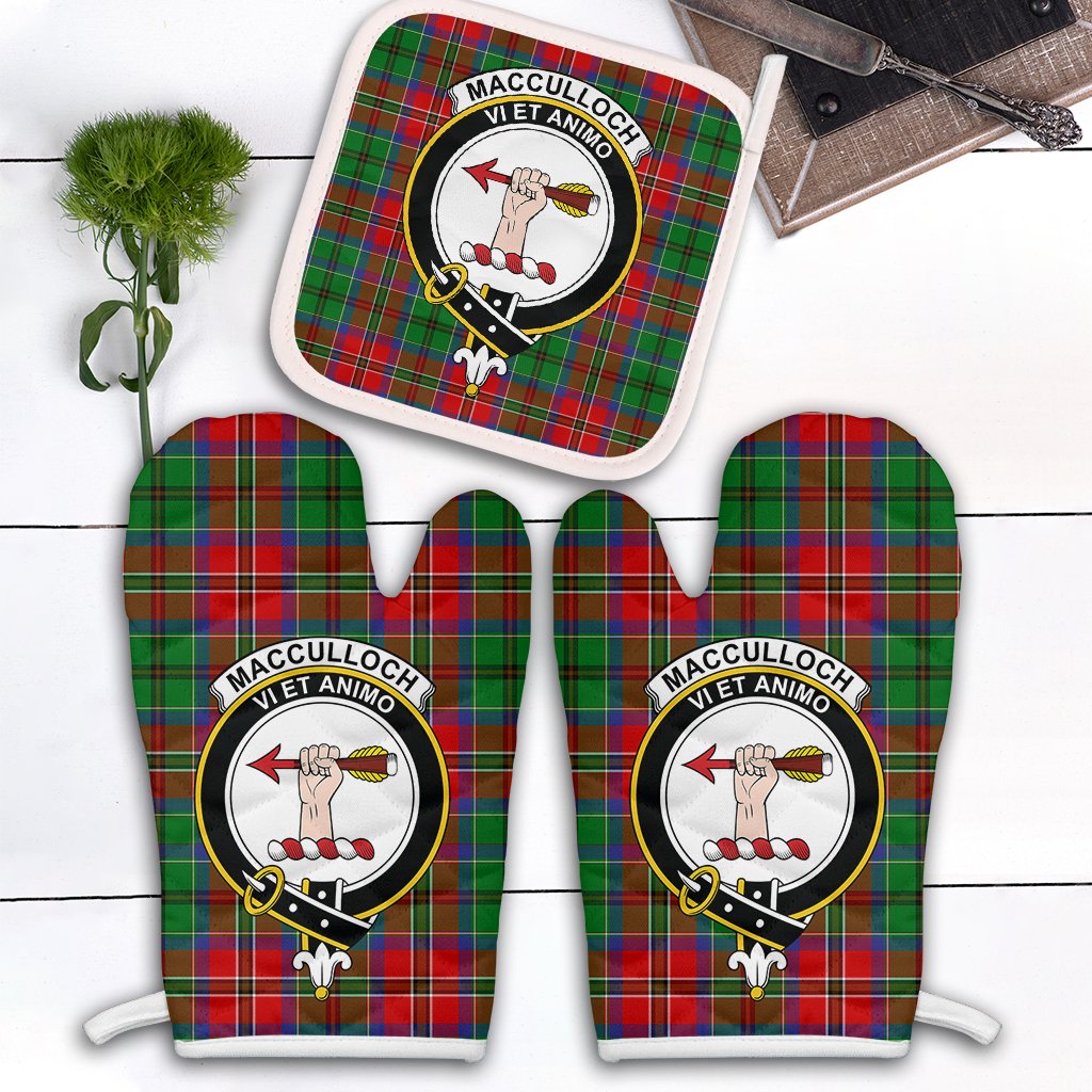 Clan MacCulloch Tartan Crest Oven Mitt And Pot Holder (2 Oven Mitts + 1 Pot Holder) RO27 Clan Borthwick Tartan Today   
