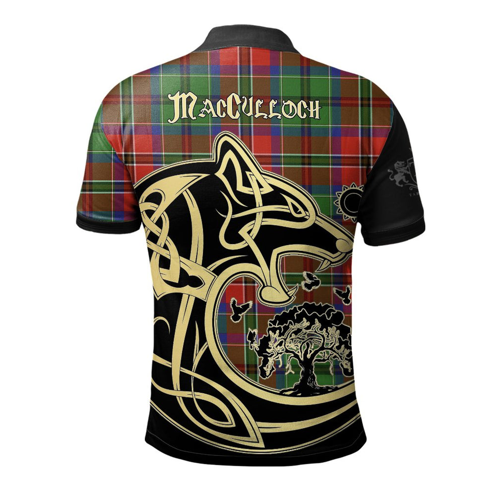 Clan MacCulloch Tartan Polo Shirt Viking Wolf AV64 MacCulloch Tartan Tartan Polo   