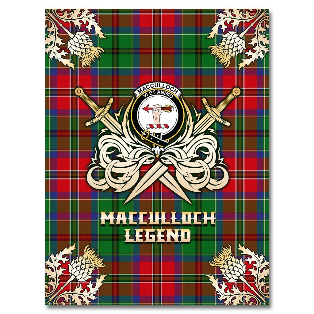 Clan MacCulloch Tartan Gold Courage Symbol Blanket LA76 Clan Hall Tartan Today   