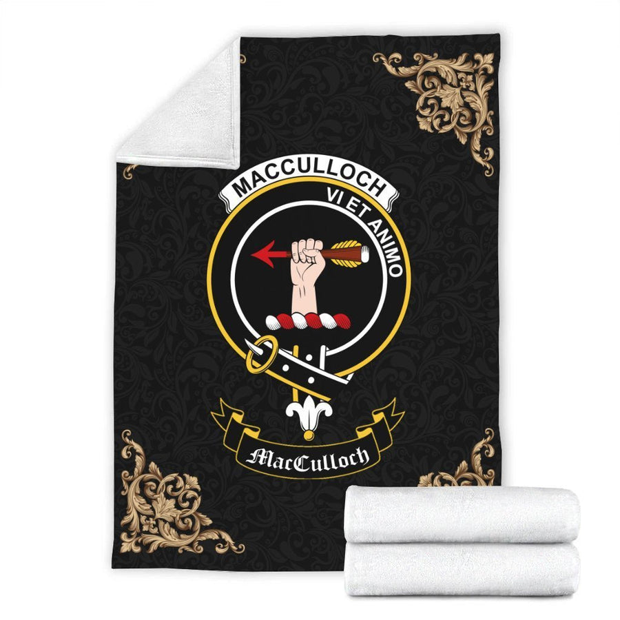 Clan MacCulloch (McCulloch) Crest Tartan Premium Blanket Black