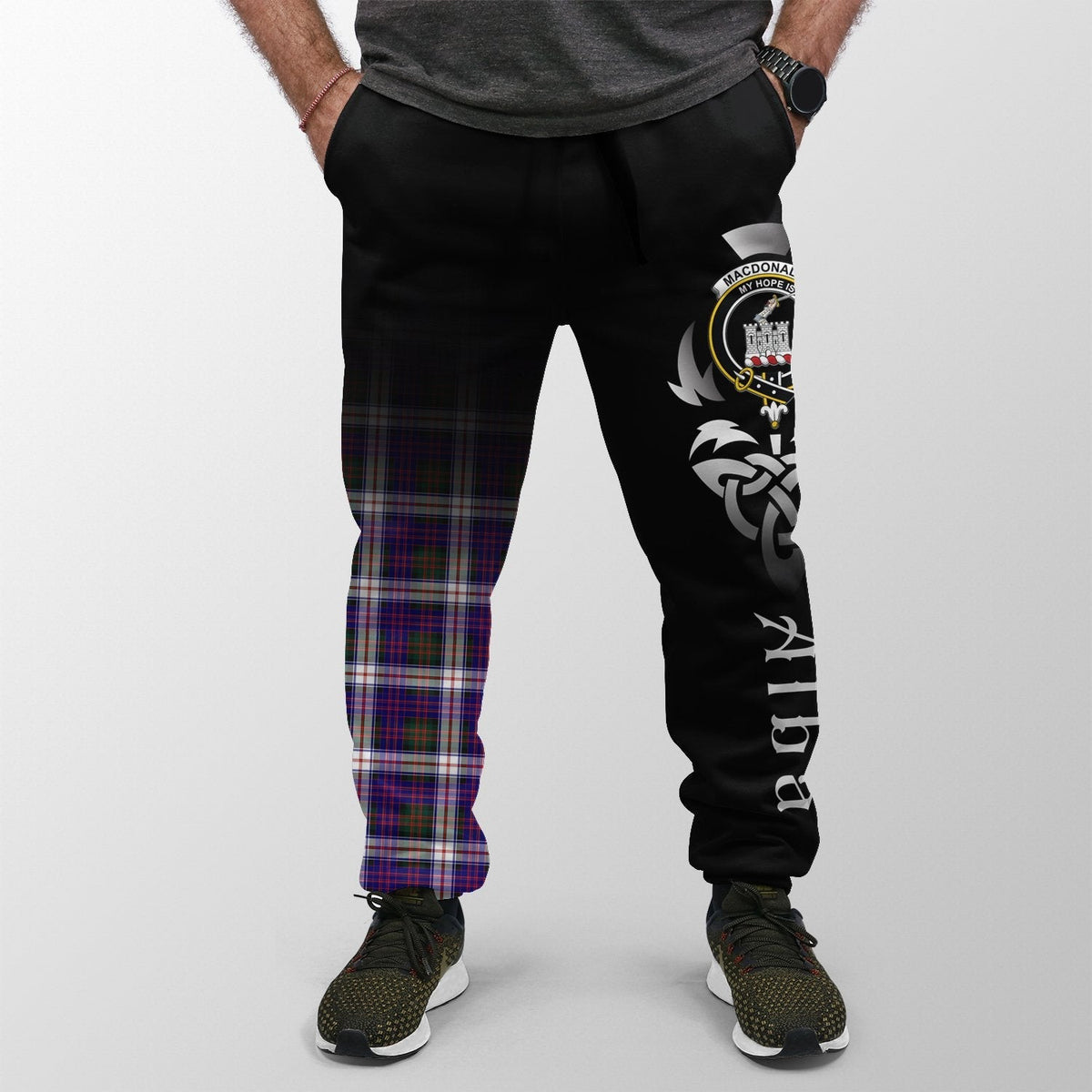 Clan MacDonald Dress Modern Tartan Crest Jogger Sweatpants  Alba Celtic Style GZ47 Clan MacDonald Tartan Today   