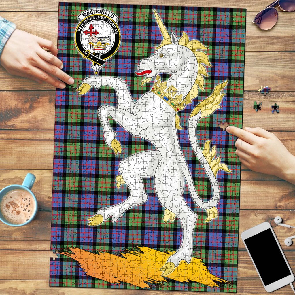 Clan MacDonald Ancient Tartan Crest Unicorn Scotland Jigsaw Puzzles Gift For Family DT62 Clan MacDonald Tartan Today   