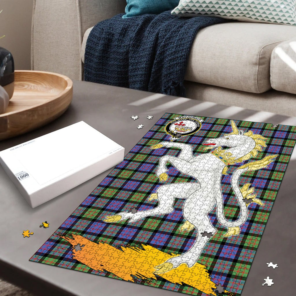 Clan MacDonald Ancient Tartan Crest Unicorn Scotland Jigsaw Puzzles Gift For Family DT62 Clan MacDonald Tartan Today   