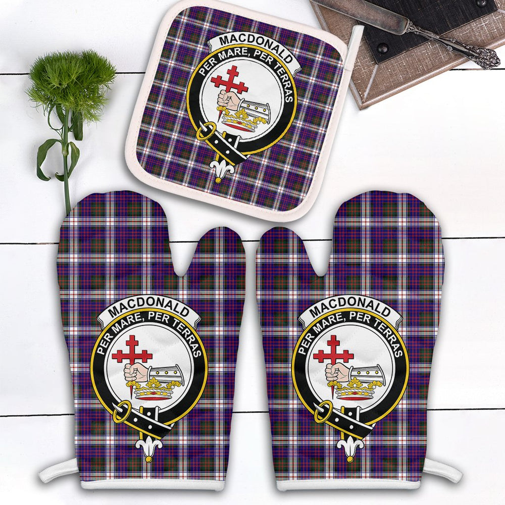Clan MacDonald Dress Modern Tartan Crest Oven Mitt And Pot Holder (2 Oven Mitts + 1 Pot Holder) TQ14 Clan MacDonald Tartan Today   