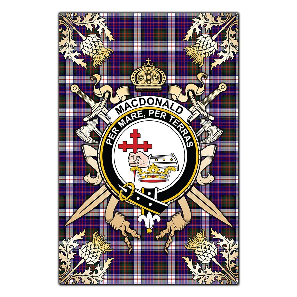 Clan MacDonald Dress Modern Tartan Crest Black Garden Flag  - Gold Thistle  UX41 Clan MacDonald Tartan Today   