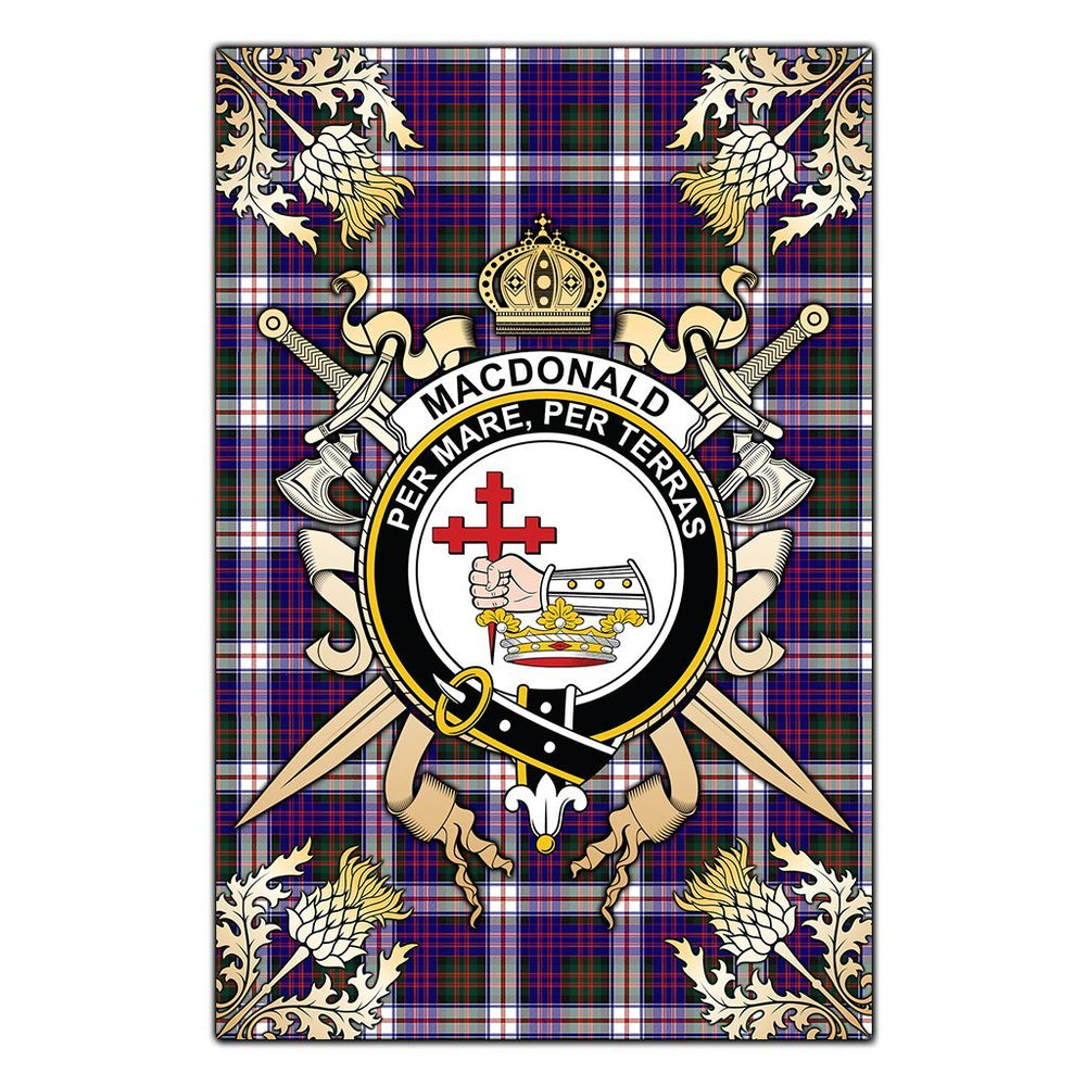 Clan MacDonald Dress Modern Tartan Crest Black Garden Flag  - Gold Thistle  UX41 Clan MacDonald Tartan Today   