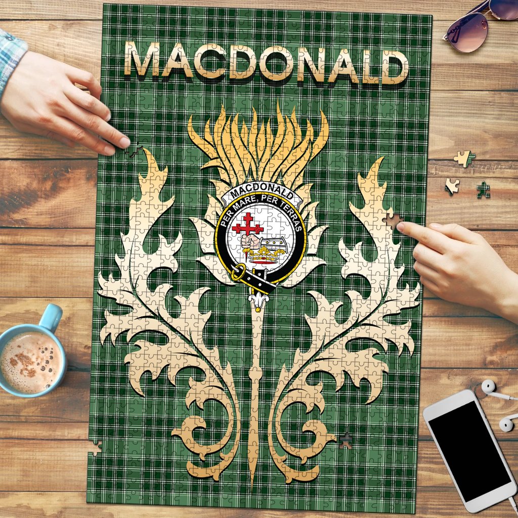 Clan MacDonald Lord of the Isles Hunting Tartan Crest Thistle Jigsaw Puzzles Gift For Family GQ48 Clan MacDonald Tartan Today   