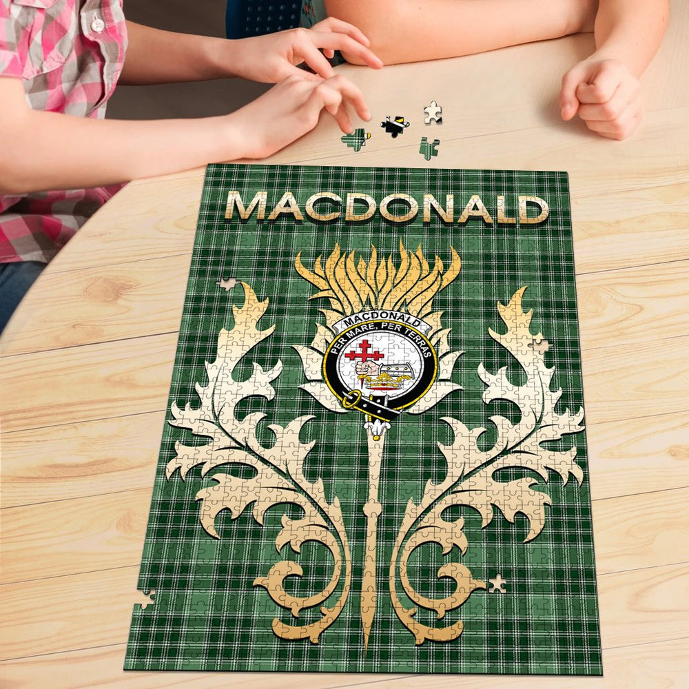 Clan MacDonald Lord of the Isles Hunting Tartan Crest Thistle Jigsaw Puzzles Gift For Family GQ48 Clan MacDonald Tartan Today   