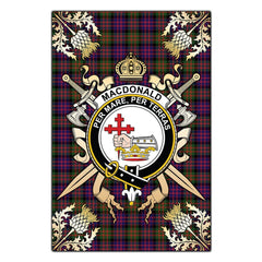 Clan MacDonald Modern Tartan Crest Black Garden Flag  - Gold Thistle  GA32 Clan MacDonald Tartan Today   