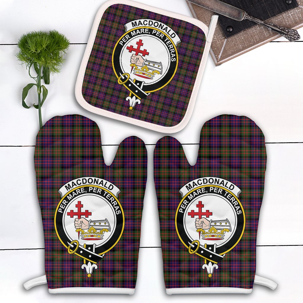 Clan MacDonald Modern Tartan Crest Oven Mitt And Pot Holder (2 Oven Mitts + 1 Pot Holder) PG16 Clan MacDonald Tartan Today   